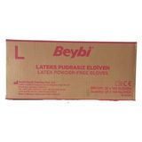 Beybi Beyaz Lateks Eldiven Pudrasız (L) 20 Pk x 100 Adet (Koli)