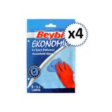 Beybi Bulaşık Temizlik Eldiveni Large 9-9.5 (4 Paket)