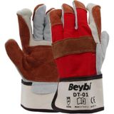 Beybi Deri Takviyeli Montaj Eldiveni Dt-01 10 Beden- 12 Çift - Kırmızı - XL