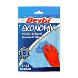 Beybi Ekonomik Ev Işleri Eldiveni Bulaşık ve Temizlik Eldiveni - 6 ADET - Kırmızı - 8