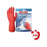 Beybi Ekonomik Ev İşleri ve Bulaşık Eldiveni 8-8,5 Beden Kırmızı 10 Paket