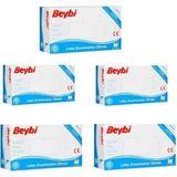 Beybi Eldiven M Pudralı Lateks 100'lü Paket x 5 Paket Beyb