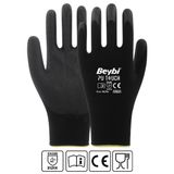 Beybi EN388 3121X 7 Beden 12'li Paket Poliüretan Kaplı Pu Touch Siyah Montaj Eldiven
