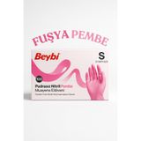 Beybi Fuşya Pembe Nitril Muayene Eldiveni 100’lük Kutu SMALL