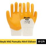 Beybi Kn2 Pamuklu Sarı Nitril Eldiveni 10 Çift No:10