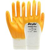 Beybi KN350 Flex Nitril Kaplı Pamuk Iş Eldiveni - Sarı - 10