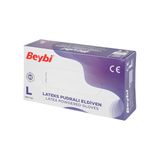Beybi L (Large) Beden Pudralı Lateks Beyaz 100 Lü Muayene Eldiveni