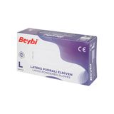 Beybi L Pudralı Lateks Beyaz Muayene Eldiveni 100 lü