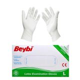 Beybi Large (Büyük Boy) Latex Pudralı Muayne Eldiveni 100'lü Paket