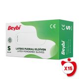 Beybi Lateks 100 Adet 15 Kutu Pudralı Large Eldiven
