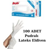 Beybi Lateks Pudralı (M) Medium Beden Muayene Eldiven -100 Lü Paket