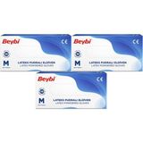 Beybi Lateks Pudralı Muayene Eldiveni M - Medium - Orta 300 Lü Set - Beyaz
