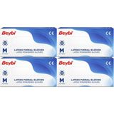 Beybi Lateks Pudralı Muayene Eldiveni M - Medium - Orta 400 Lü Set - Bayaz