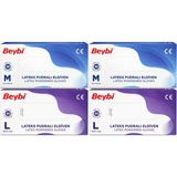 Beybi Lateks Pudralı Muayene Eldiveni M - Medium - Orta / L - Large - Büyük Karma 400 Lü Set - Beyaz