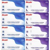 Beybi Lateks Pudralı Muayene Eldiveni M - Medium - Orta / L - Large - Büyük Karma 800 Lü Set - Beyaz