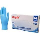 Beybi M (Medium) Beden Pudrasız Mavi Nitril Muayene Eldiveni - 100' lü Paket