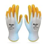 Beybi Nitril İşçi Eldiveni 10 Numara Beyaz Sarı Çift Yırtılmaya Dirençli Dikişsiz Polyester - XL
