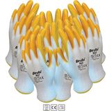 Beybi Nitril İşçi Eldiveni Sarı Pn7 No-10 XL 6'lı Yırtılmaya Karşı Dirençli Dikişsiz Polyester - Sarı - Beyaz