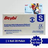 Beybi Nitril Mavi Pudrasız Muayene Eldiveni - Koli (20 Paket)