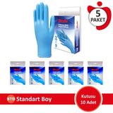Beybi Nitril Mavi Pudrasız Muayene Eldiveni Tek K. - 5 Paket 10'luk Kutu