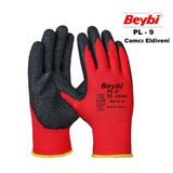 Beybi Nitril Poly PL9 10 Kırmızı Siyah İş Eldiveni Tekli Paket Camcı Eldiveni