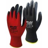 Beybi Nitril Poly Pnzebra 9 Beden Kırmızı Siyah İş Eldiveni 12 Li Paket