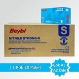 Beybi Nitril Strong Pudrasız Muayene Eldiveni - Koli (20 Paket) - Mavi