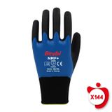 Beybi NMF+ Mavi 8 Beden 144 Çift Tam Kaplı Mikro Köpük Nitril Kaplı Polyester Örgü Eldiven