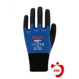 Beybi NMF+ Mavi 8 Beden 36 Çift Tam Kaplı Mikro Köpük Nitril Kaplı Polyester Örgü Eldiven