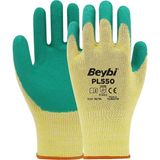 Beybi PL550 Polyester Örme Lateks Eldiven - Sarı - Yeşil - 9