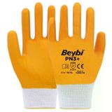 Beybi PN3 No: 10 Koli 288 Çift Sarı Polyester Örme Nitril Eldiven
