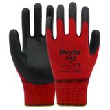 Beybi PN3 No: 9 Çift Kırmızı Polyester Örme Nitril Eldiven