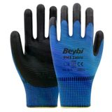 Beybi PN3 No: 9 Çift Mavi Zebra Polyester Örme Nitril Eldiven