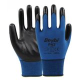 Beybi PN3 No: 9 Koli 288 Çift Mavi Polyester Örme Nitril Eldiven