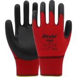Beybi Pn3 Polyester Örme Nitril Eldiven 12 Çift - Kırmızı - Siyah - 10