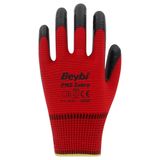 Beybi PN5 Koli No: 10 Kırmızı Siyah Zebra Polyester Örme Nitril Eldiven
