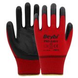 Beybi PN5 No: 9 Kırmızı Çift Zebra Polyester Örme Nitril Eldiven