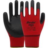 Beybi Pn5 Polyester Örme Nitril Eldiven Kırmızı-Siyah No 10 (10'lu Paket)
