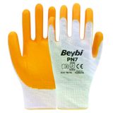 Beybi PN7 No: 10 Koli 288 Çift Sarı Polyester Örme Nitril Eldiven