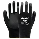 Beybi PN7 No: 9 100 Çift Siyah Polyester Örme Nitril Eldiven