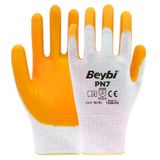 Beybi PN7 No: 9 12 Çift Sarı Polyester Örme Nitril Eldiven