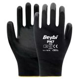 Beybi PN7 No: 9 Siyah Çift Polyester Örme Nitril Eldiven