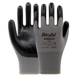 Beybi PN810 No: 10 100 Çift Gri Polyester Örme Nitril Eldiven