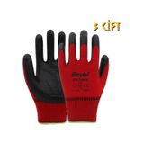 Beybi Polyester-nitril İş Eldiveni Pn5 Zebra No: 10 Kırmızı - 3 Çift