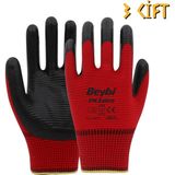 Beybi Polyester - Nitril İş Eldiveni Pn5 - Zebra - No:10 Kırmızı - 3 Çift - Kırmızı - Siyah