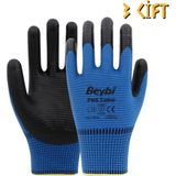 Beybi Polyester - Nitril İş Eldiveni Pn5 - Zebra - No:10 - Mavi - 3 Çift - Mavi - Siyah