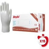 Beybi Pudrasız Lateks Eldiven M Beden Beyaz 100'LÜ 15 Paket