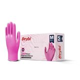 Beybi Pudrasız Pembe Nitril Eldiven XS Beden - 100'lük Kutu