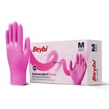 Beybi Pudrasız Pembe Nitril Muayene Eldiveni - 100'lük Kutu M - Koli
