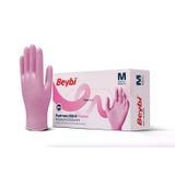 Beybi Pudrasız Pembe Nitril Muayene Eldiveni - Pembe - S - Kutu